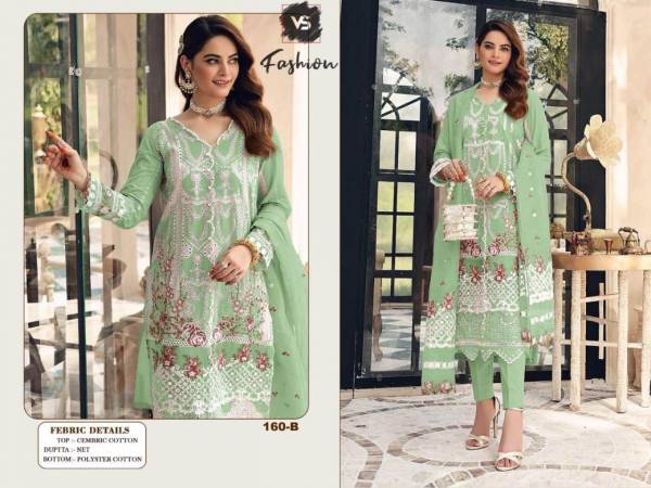 Vs Fashion 160 Fancy Festive Wear Cambric Cotton Pakistani Salwar Kameez Collection